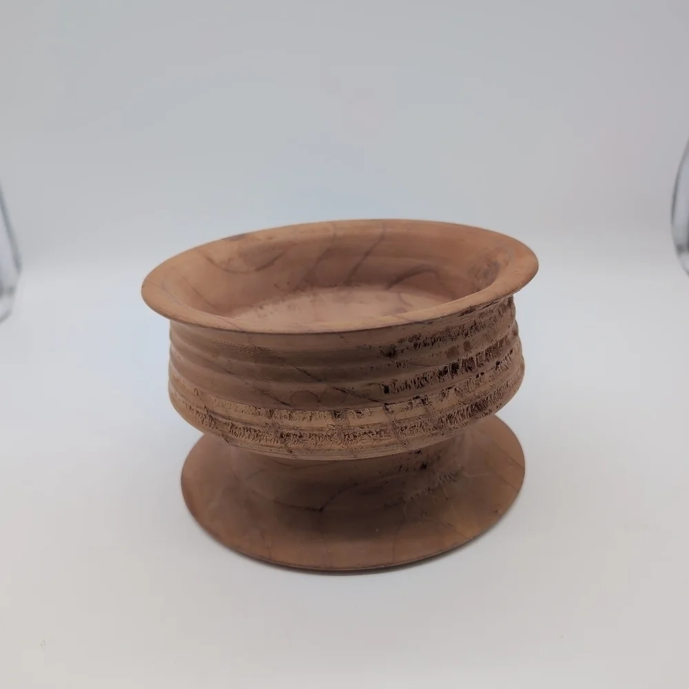 Vintage Handcrafted Wooden Pedestal Bowl Shane Zimmerman Lathe Created